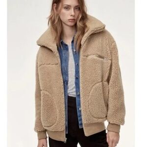 Aritzia Tan Sherpa Bomber Jacket